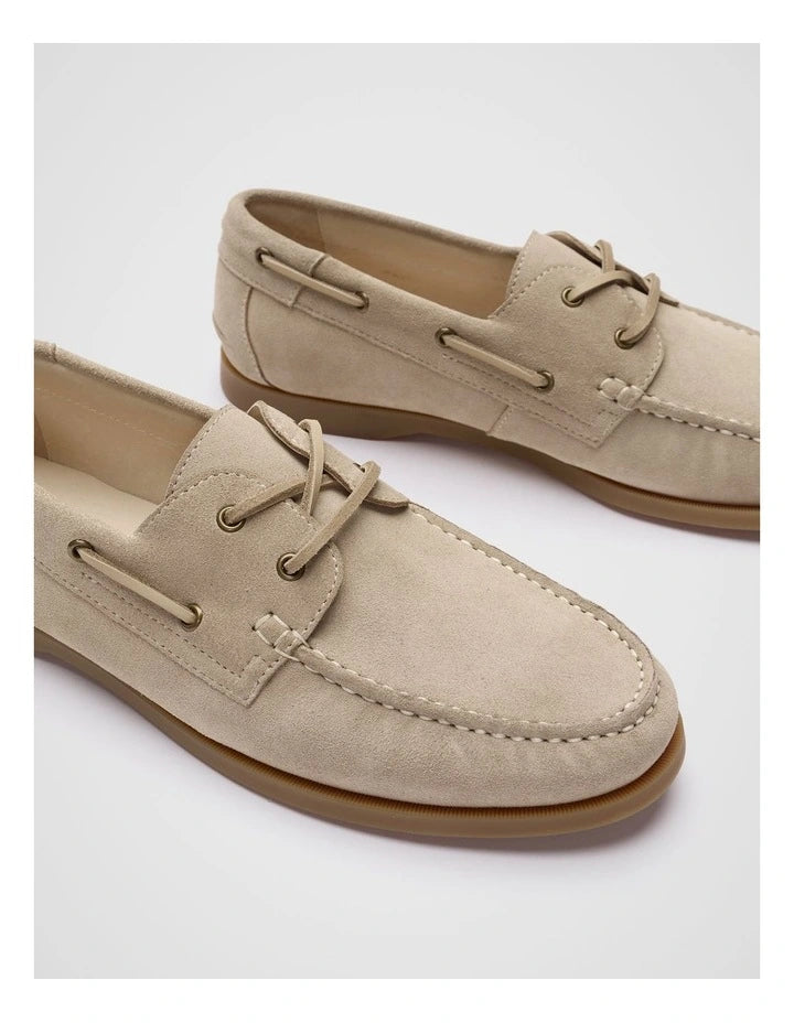 Seed Heritage Suede Boat Shoe in Almond