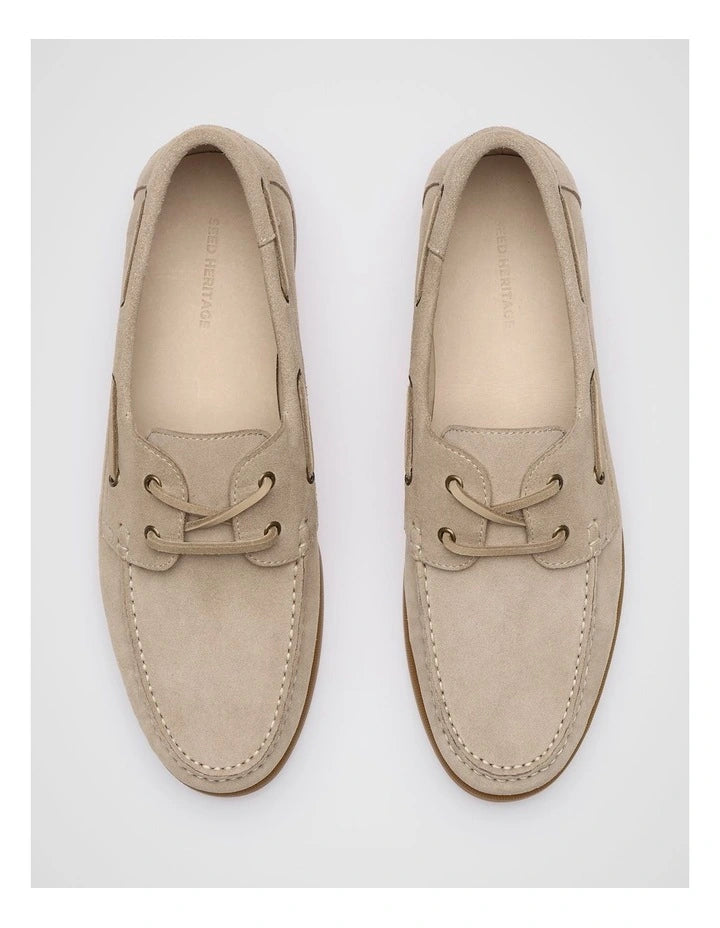 Seed Heritage Suede Boat Shoe in Almond