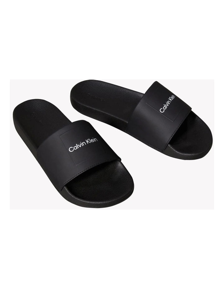 Calvin Klein Pool Slide Square Sandal in Black