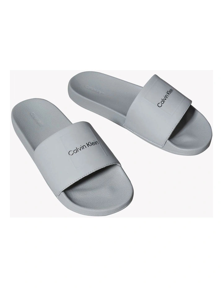 Calvin Klein Pool Slide Square Sandal in Granite Road