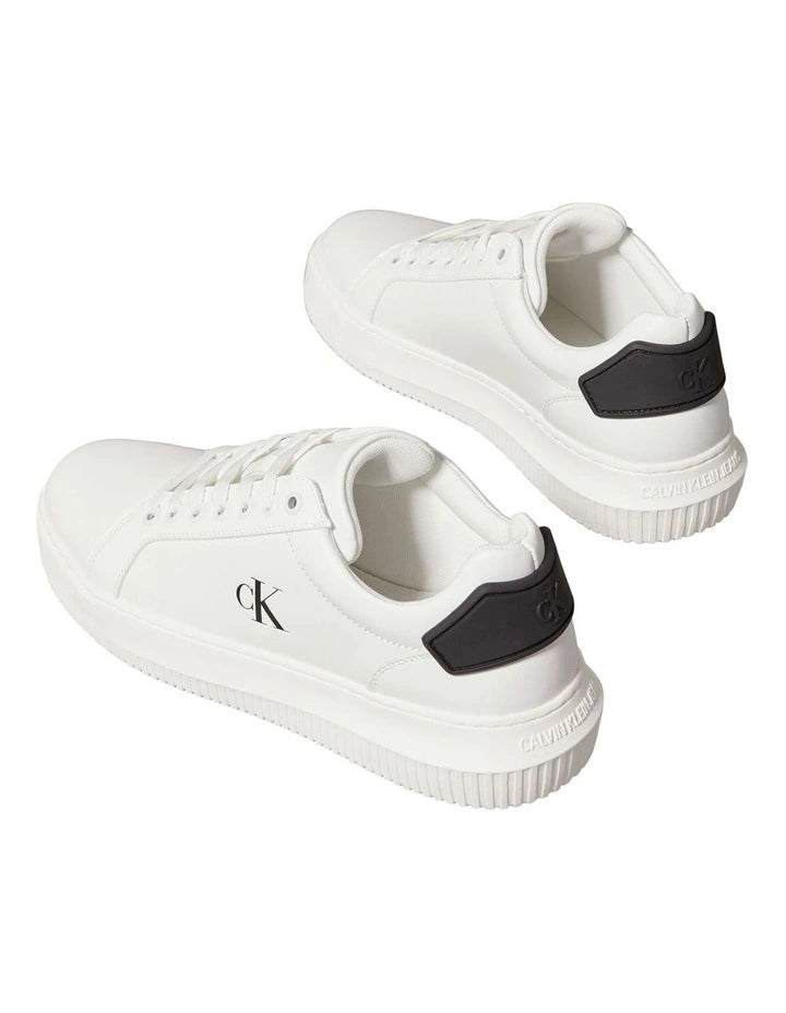Calvin Klein Chunky Cupsole Ru Patch Lth Sneaker in Bright White