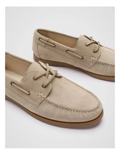 Seed Heritage Suede Boat Shoe in Almond
