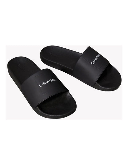 Calvin Klein Pool Slide Square Sandal in Black