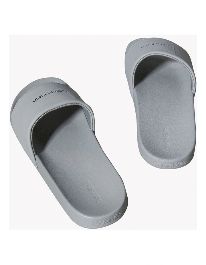 Calvin Klein Pool Slide Square Sandal in Granite Road