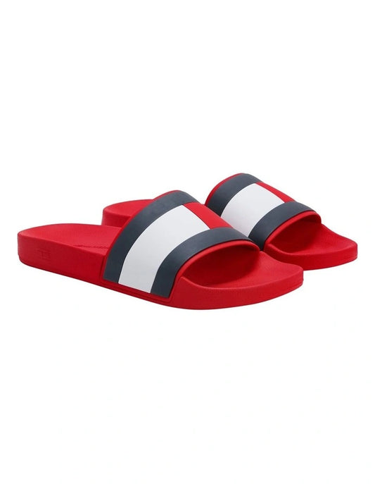 Tommy Hilfiger Flag Pool Slides Primary Red